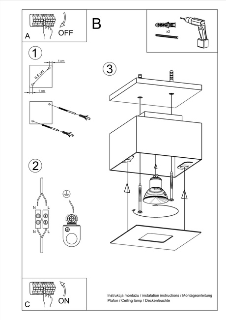 Plafond MONO 1 blanco + 1x bombilla LED GU-10 4000K Fría 7W 630lm