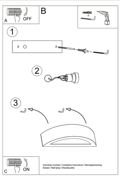 Aplique de cerámica ATENA 20 blanco + 1x bombilla LED E27 4000K Fría 7,5W 650lm