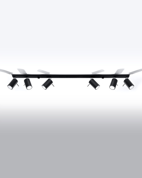 Plafond RING 6L negro + 6x bombilla LED GU-10 3000K Cálido 7W 620lm