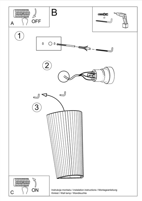 Aplique de cerámica LANA blanco + 1x bombilla LED E27 3000K Cálida 7,5W 620lm