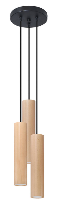 LINO 3P lámpara colgante madera natural + 3x LED GU-10 4000K Frio 7W 630lm bombilla