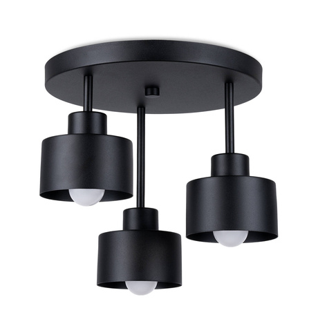 Plafond SAVAR 3 negro + 3x bombilla LED E27 4000K Fría 7,5W 690lm