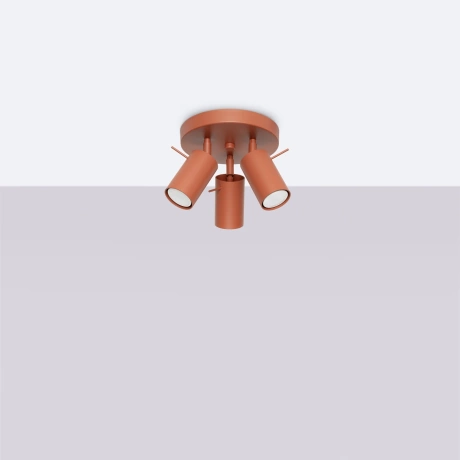 Plafón RING 3P rojo ocre