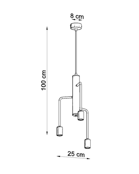 DUOMO lámpara de araña 3M + 3x bombilla LED E27 3000K Warm 7.5W 620lm