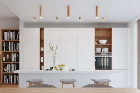 Plafond ZEKE 2 roble + 2x bombilla LED GU-10 3000K Cálida 7W 620lm