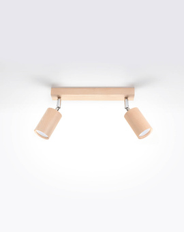 Plafond BERG 2 madera natural + 2x bombilla LED GU-10 4000K Fría 7W 630lm