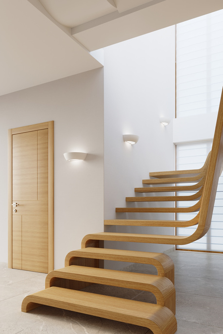 OSKAR aplique de cerámica blanco + 1x bombilla LED E27 4000K Fría 7,5W 650lm