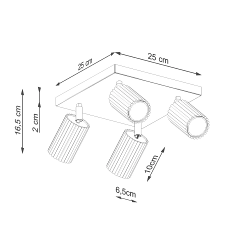 Lámpara de techo KARBON 4 negra