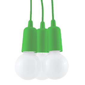 DIEGO 3 lámpara colgante verde + 3x bombilla LED E27 3000K Cálida 7,5W 620lm