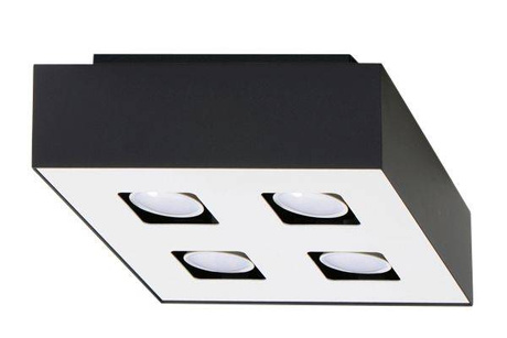 Plafond MONO 4 negro + 4x bombilla LED GU-10 3000K Cálido 7W 620lm