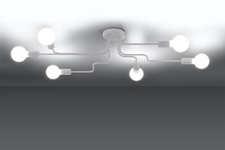 Lámpara de araña HECTOR 6 blanca + 6x bombilla LED E27 3000K Cálida 7,5W 620lm