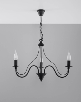 Lámpara de araña MINERWA 3 negra + 3x bombilla LED E14 4000K Fría 7,5W 650lm