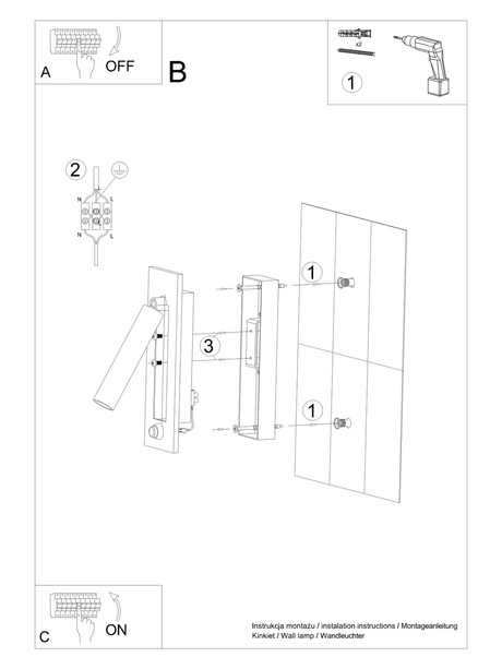 Aplique ENIF negro + 1x bombilla LED G9 4000K Fría 4,5W 530lm