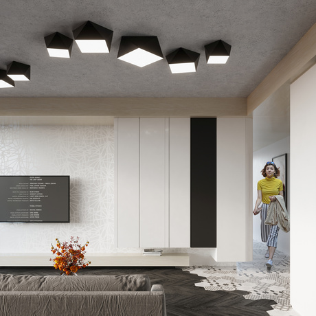 Plafond HEXA 25 NEGRO + 1x bombilla LED E27 4000K Fría 7,5W 650lm