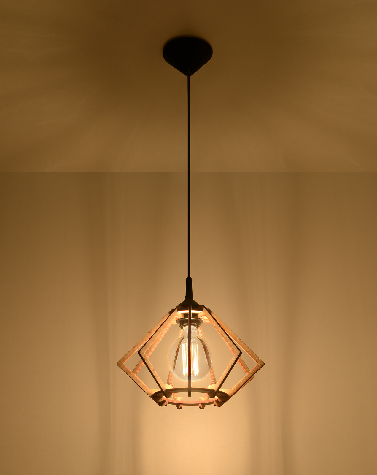 POMPELMO lámpara colgante de madera natural + 1x bombilla LED E27 3000K Cálida 7,5W 620lm