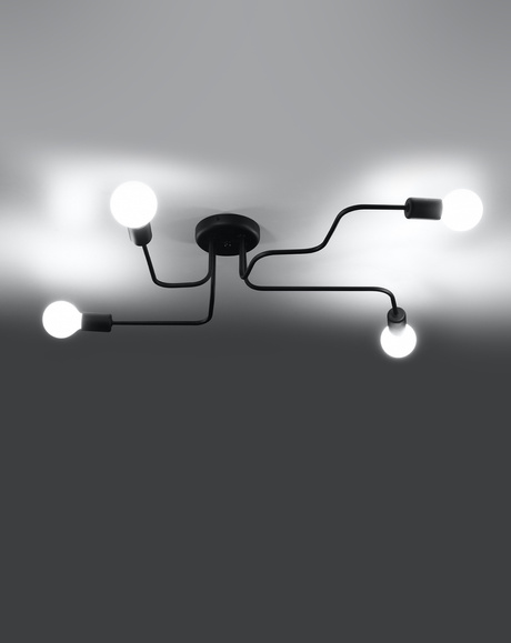 Lámpara de araña VECTOR 4 negra + 4x bombilla LED E27 3000K Cálida 7,5W 620lm