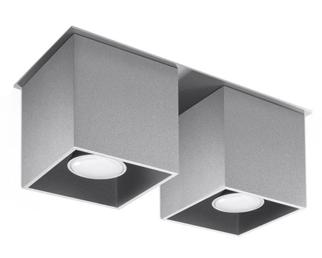 Plafond QUAD 2 gris + 2x bombilla LED GU-10 4000K Fría 7W 630lm