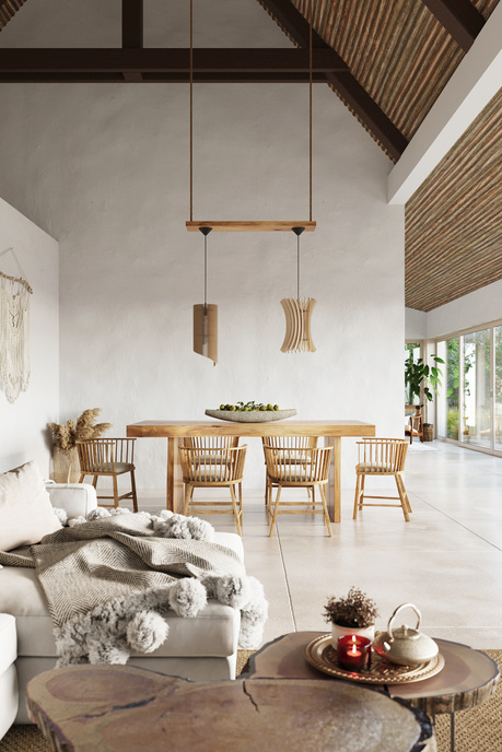 Lámpara colgante ALEXIA madera natural + 1x bombilla LED E27 3000K cálida 7.5W 620lm