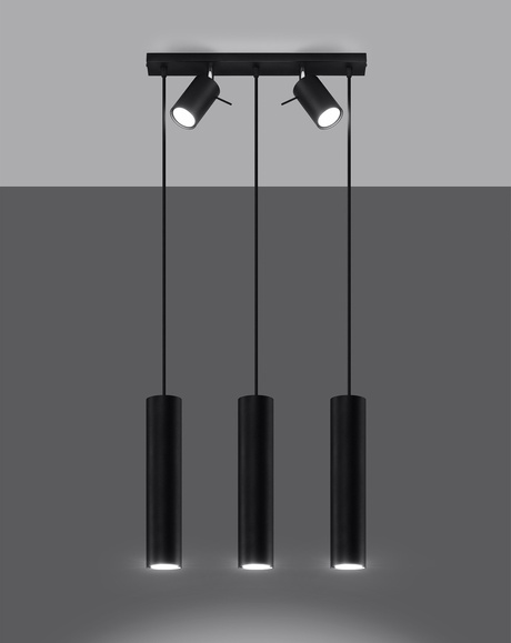 Lámpara colgante RING 3 negra + 5x bombilla LED GU-10 4000K Fría 7W 630lm