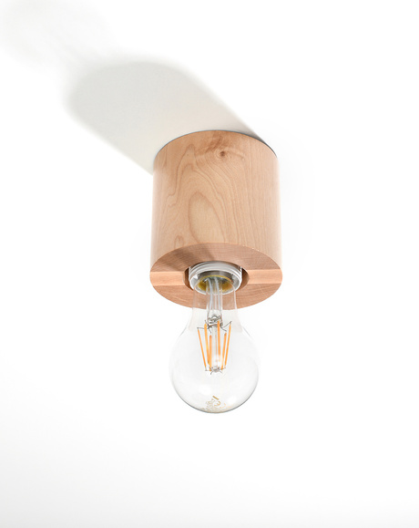 Plafond SALGADO madera natural + 1x bombilla LED E27 3000K Warm 7.5W 620lm