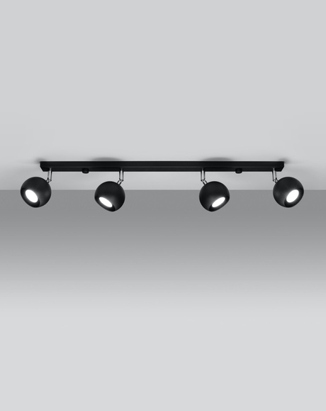 Plafond OCULARE 4L negro + 4x Bombilla LED GU-10 4000K Fría 7W 630lm