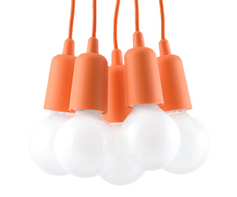DIEGO 5 lámpara colgante naranja + 5x bombilla LED E27 3000K Cálida 7,5W 620lm