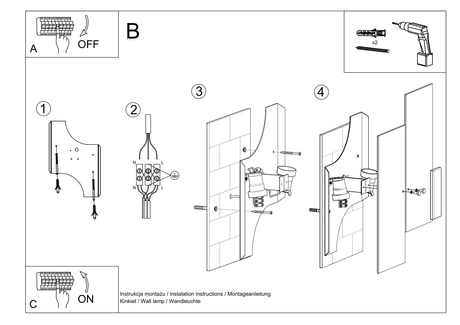 Aplique FABIANO + 2x bombilla LED E27 3000K Cálida 7,5W 620lm