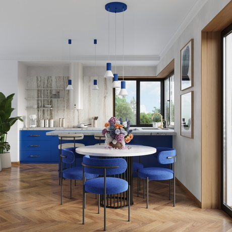 Lámpara colgante ESTRIA 3P blanco/ultramarino