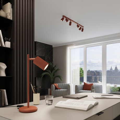 Lámpara colgante KARBON 3L rojo ocre