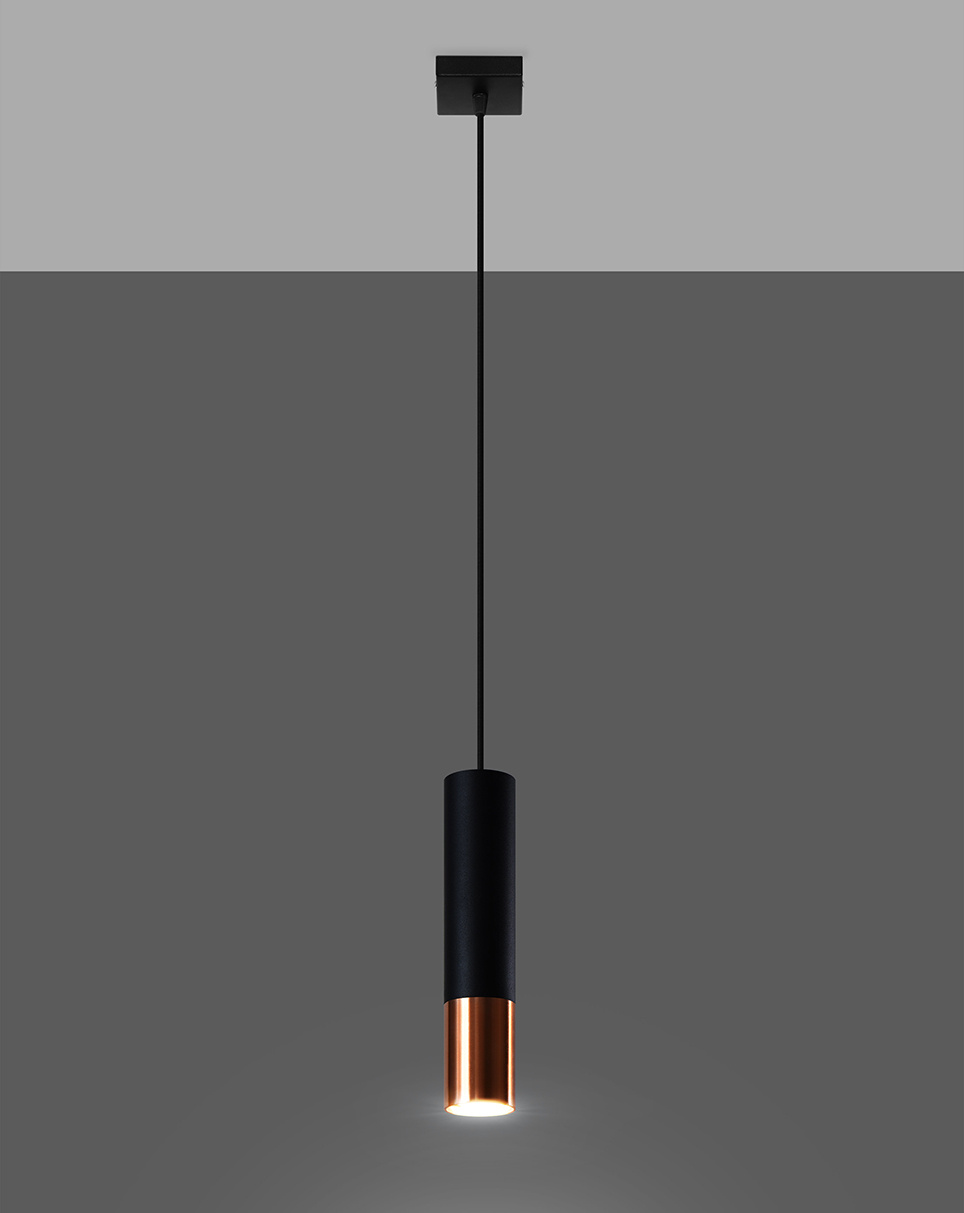 LOOPEZ 1 lámpara colgante negro/cobre + 1x bombilla LED GU-10 3000K Warm 7W 620lm