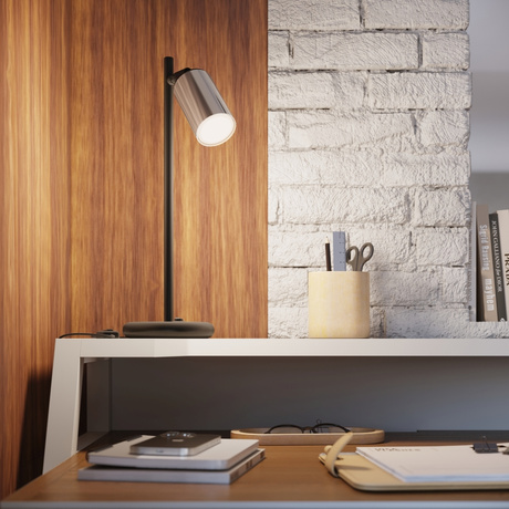 Lámpara de escritorio WINX negro/cromo + 1x bombilla LED GU-10 3000K Cálida 7W 510lm