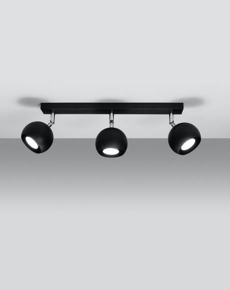 Plafond OCULARE 3 negro + 3x Bombilla LED GU-10 4000K Fría 7W 630lm