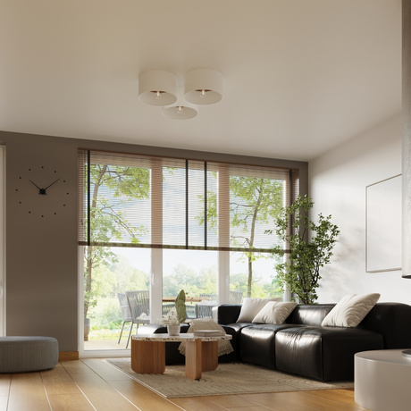 TELESTO Plafón blanco/marrón oscuro + 1x bombilla LED E27 3000K Cálido 7,5W 620lm