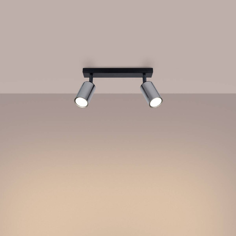 WINX 2 Plafón negro/cromo + 2x bombilla LED GU-10 3000K Cálido 7W 510lm