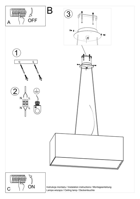 Lámpara de araña SANTA BIS 80 blanca + 3 bombillas LED E27 3000K Cálida 7,5W 620lm