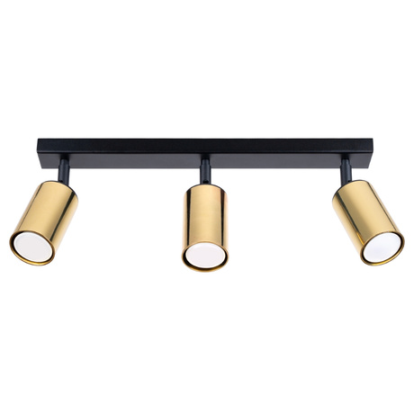 WINX 3 Plafón negro/oro + 3x Bombilla LED GU-10 4000K Frío 7W 530lm