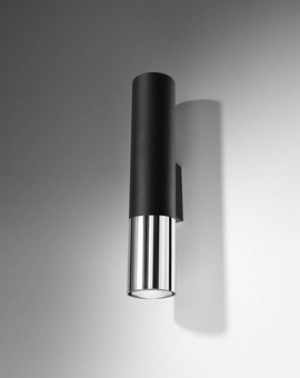 Aplique LOOPEZ negro/cromo + 2x bombilla LED GU-10 3000K Cálido 7W 620lm