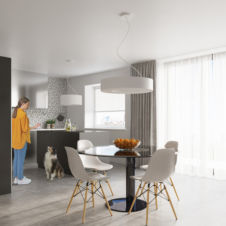 Lámpara SATURNO SILM 50 blanca + 5 bombillas LED E27 3000K Cálida 7,5W 620lm