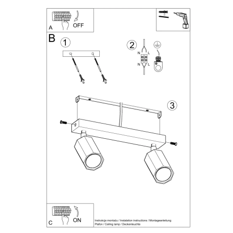 Lámpara de techo ZEKE 2 roble