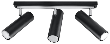 Plafond DIREZIONE 3 negro + 3x Bombilla LED GU-10 4000K Fría 7W 630lm