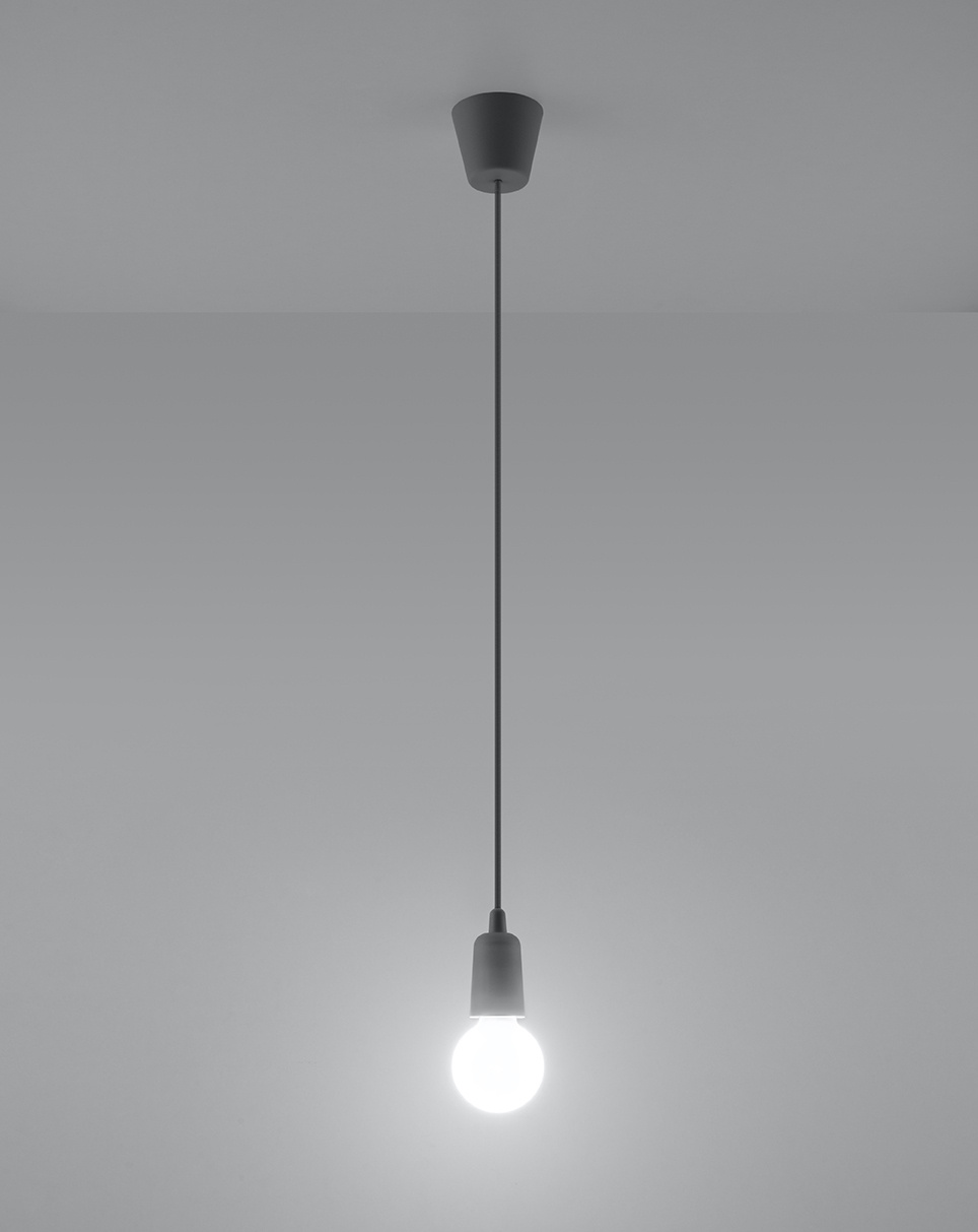 DIEGO 1 lámpara colgante gris + 1x bombilla LED E27 4000K Fría 7,5W 650lm