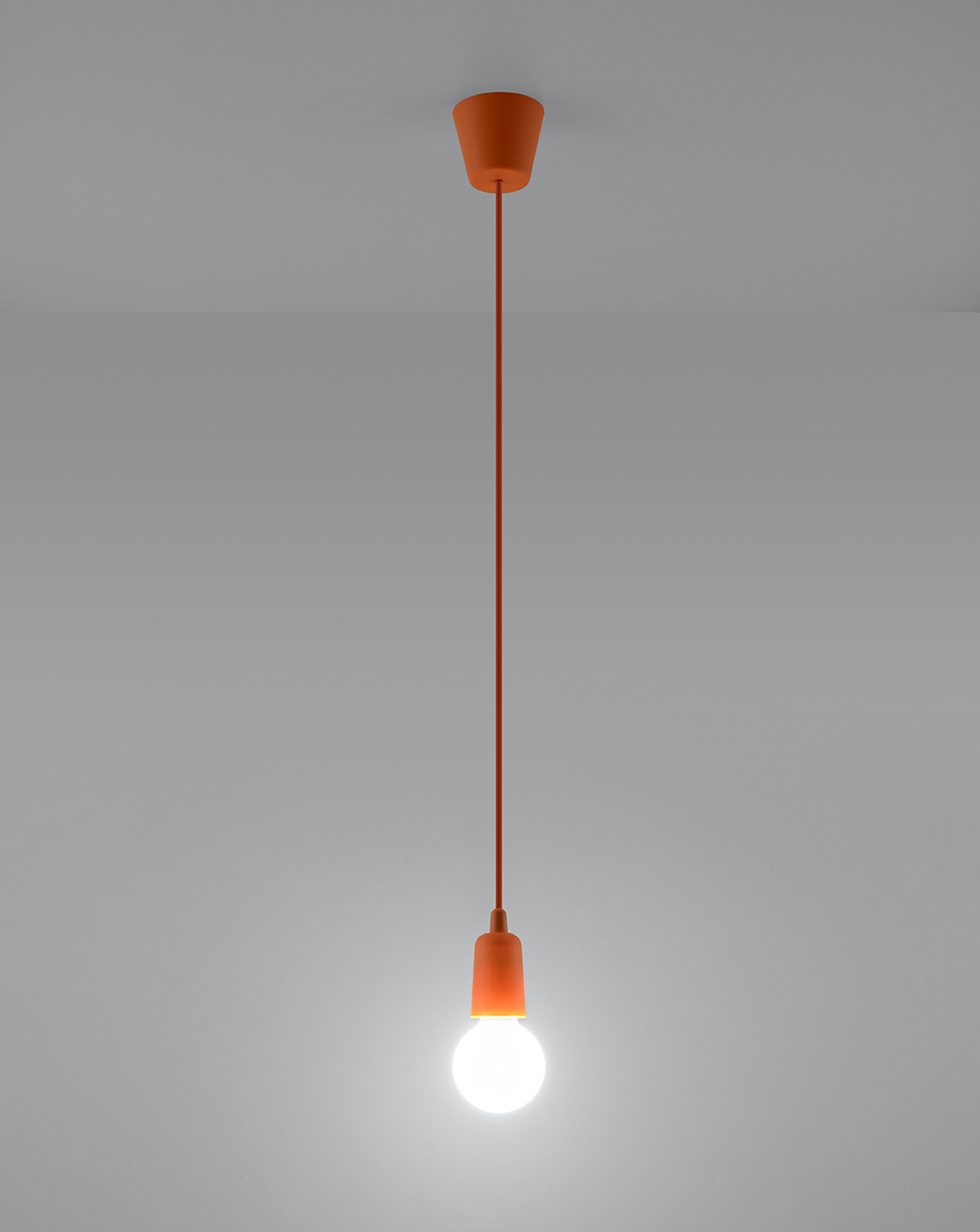 DIEGO 1 lámpara colgante naranja + 1x bombilla LED E27 3000K Cálida 7,5W 620lm