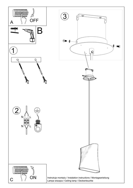 Lámpara de araña BLUM 1 negra + 1x bombilla LED E27 3000K Cálida 7,5W 620lm