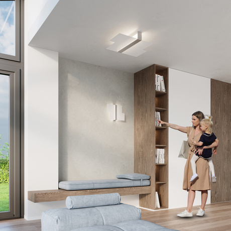 Plafond MASSIMO cromado + 2x bombilla LED E27 3000K Cálida 7,5W 620lm