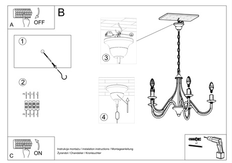 Lámpara de araña MINERWA 5 blanca + 5x bombilla LED E14 4000K Fría 7,5W 650lm