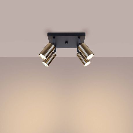 WINX 4 Plafón negro/oro +4x bombilla LED GU-10 4000K Frío 7W 530lm