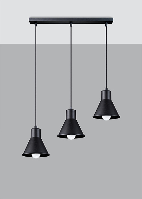 TALEJA 3 lámpara colgante negra [E27] + 3x bombilla LED E27 3000K Cálida 7,5W 620lm