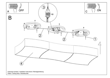 Plafond SQUARE 3 blanco + 6x bombilla LED E27 4000K Fría 7,5W 650lm