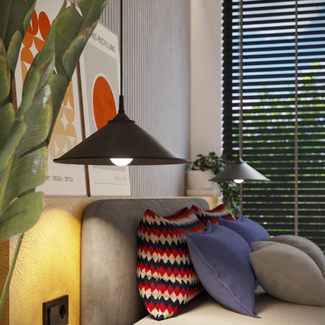 Lámpara colgante ZUMA negra + 1x bombilla LED E27 4000K Frío 7,5W 690lm