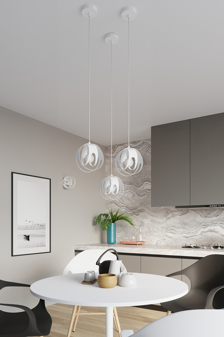 TULOS 1 lámpara colgante blanca + 1x bombilla LED E27 4000K Fría 7,5W 650lm